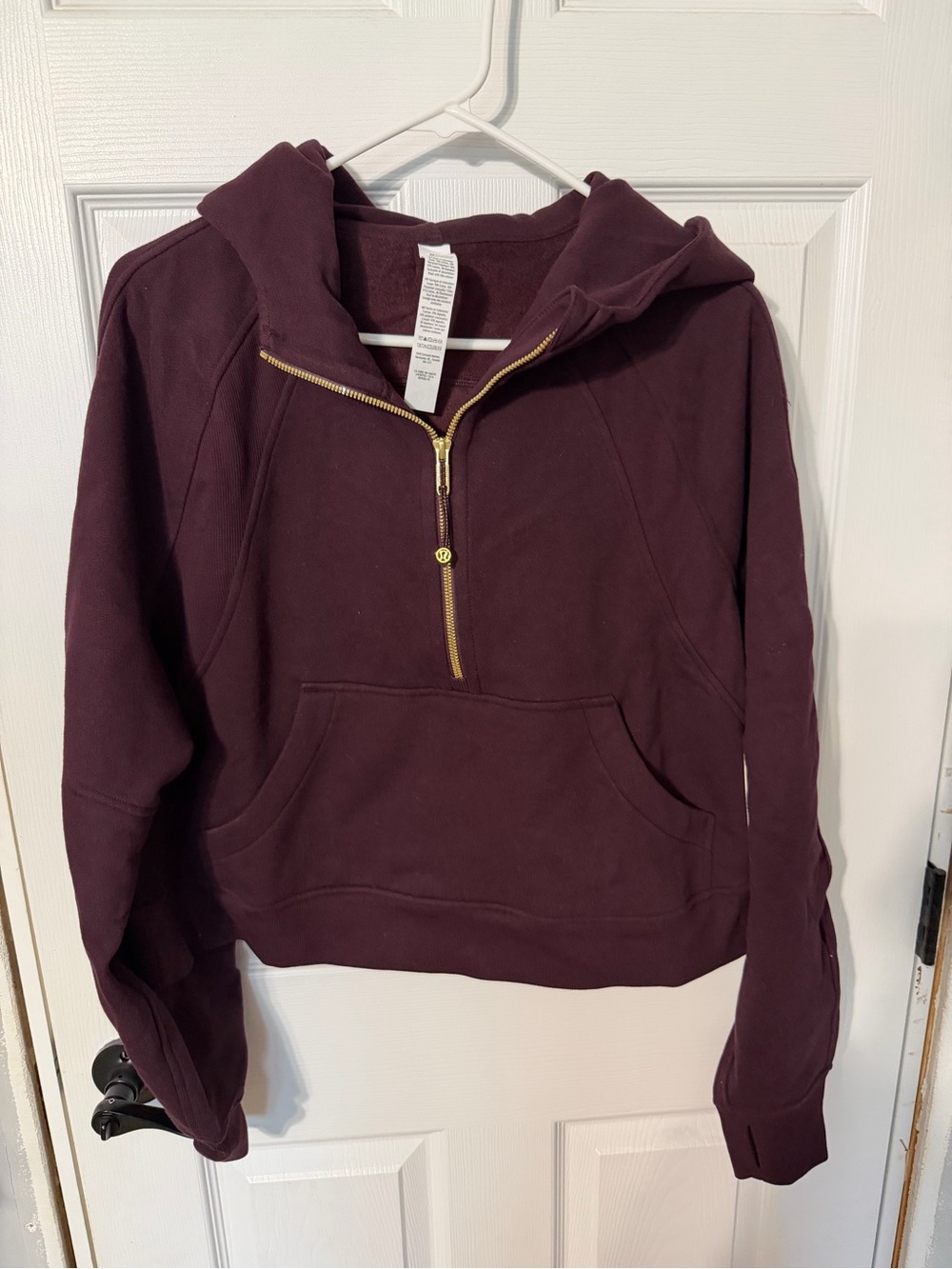 lululemon athletica Half-Zip Hoodie in Deep Plum with Gold Zipper